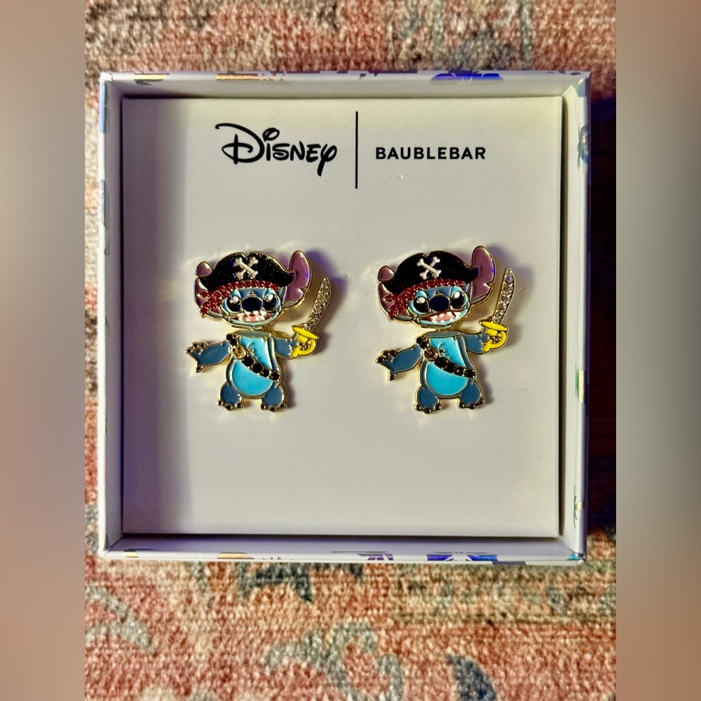 Disney X Baublebar Stitch Dressed As A Pirate Dangle Halloween Stud Earrings - Picture 3 of 6
